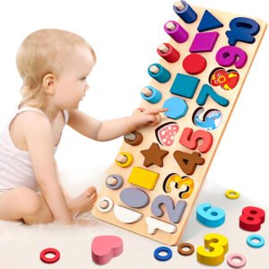 תינוק עם משטח צורות ומספרים